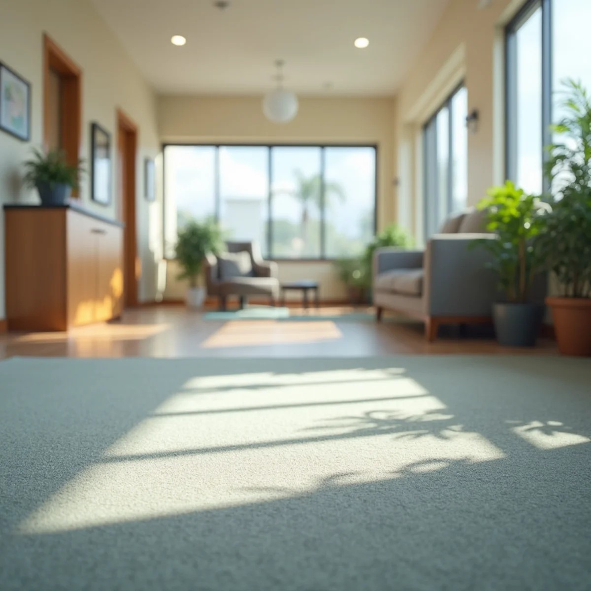A clean, professional office carpet in a Stockton, CA commercial space