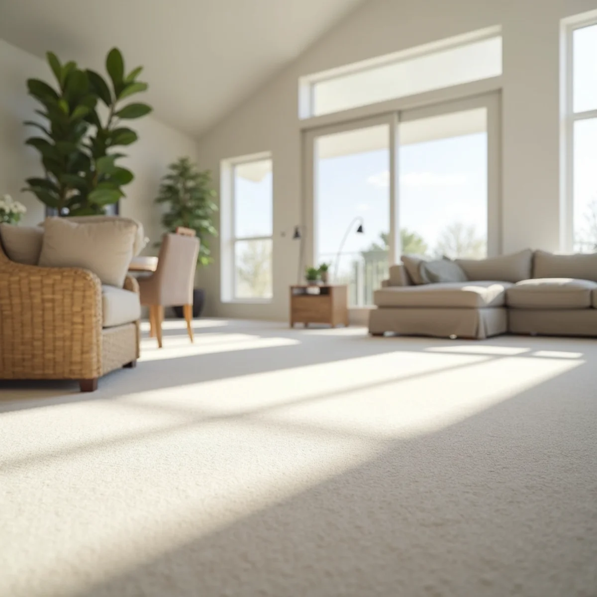Freshly cleaned light modern carpet in a bright newer Lathrop home near the river