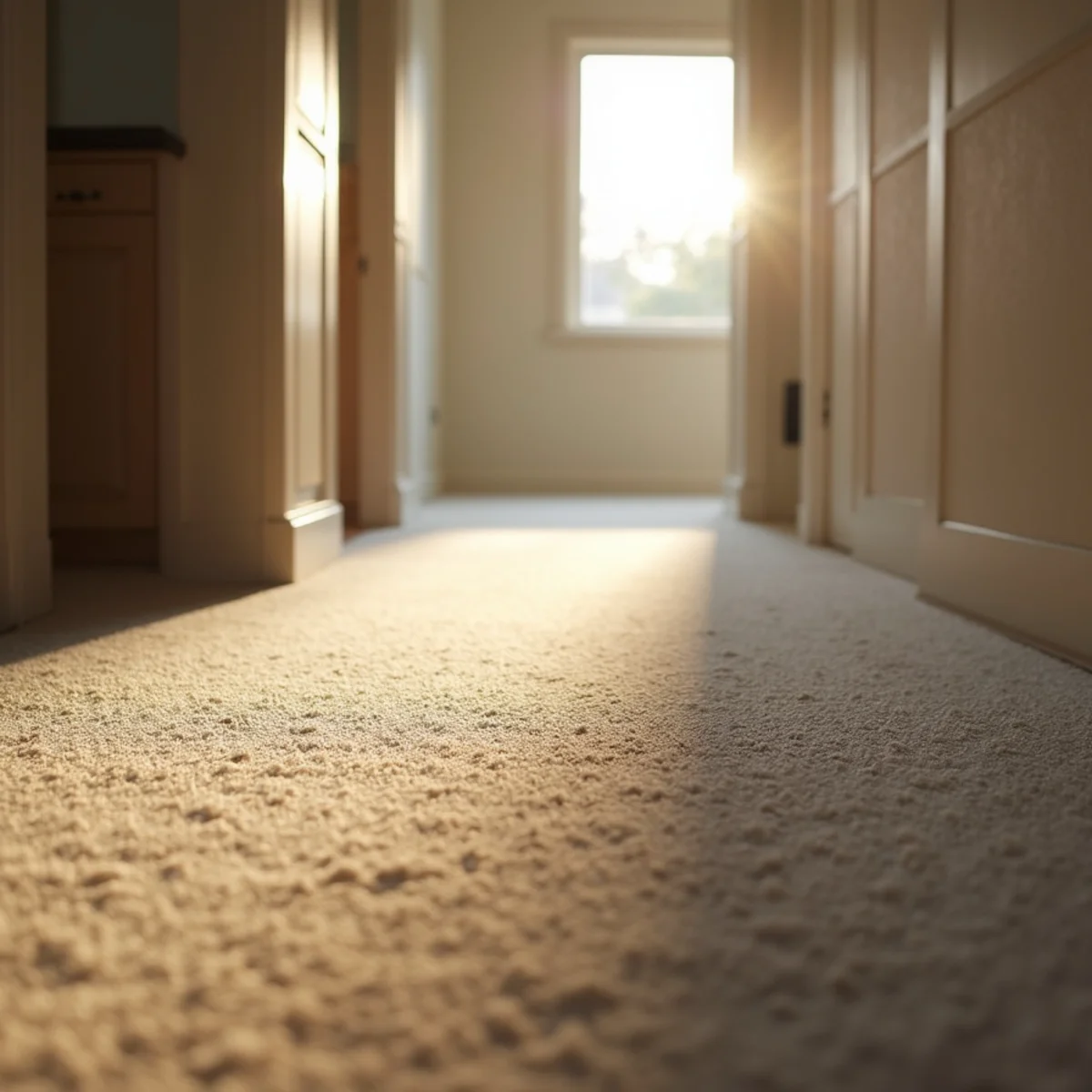 High-traffic hallway restored to fresh even carpet pile after deep cleaning in Stockton